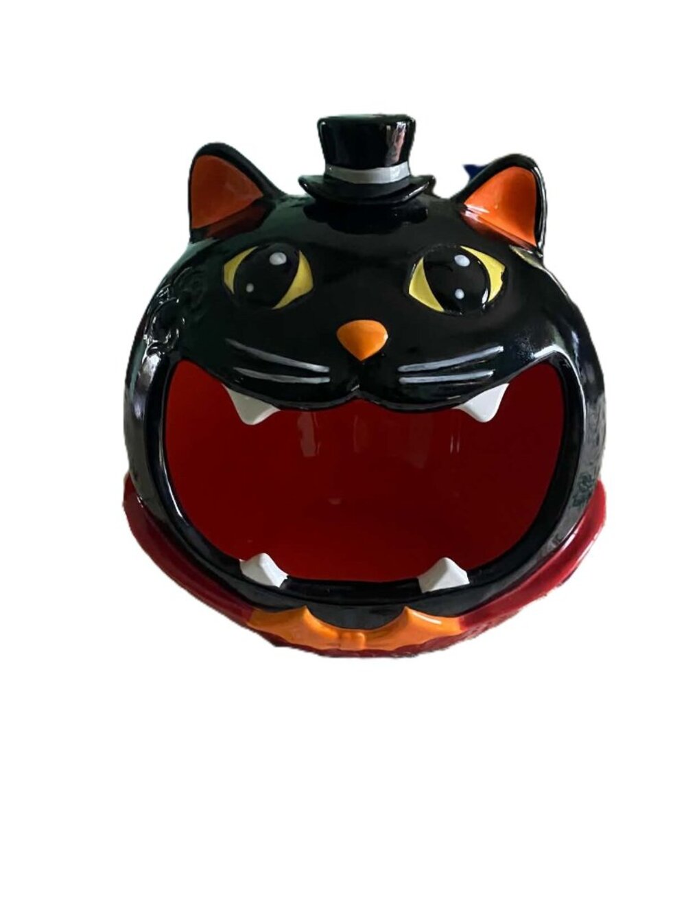 Member's Mark Halloween Black Cat Ceramic Candy Bowl 5 Lb Capacity Top Hat